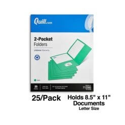 Quill Brand® 2-Pocket Folders, Green, 25/Box (712560) -Office Essentials Shop D030EBAB 51AA 4CC8 8ACEAB5E51574C63 s7