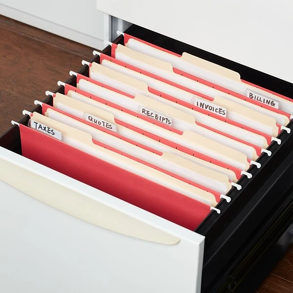 Quill Brand® Hanging File Folders, 1/5-Cut, Letter Size, Red, 25/Box (7387QRD) 5 Quill Brand® Hanging File Folders, 1/5-Cut, Letter Size, Red, 25/Box (7387QRD) - Image 3
