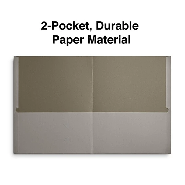 Quill Brand® 2-Pocket Folders, Gray, 25/Box (712530) 3 Quill Brand® 2-Pocket Folders, Gray, 25/Box (712530)