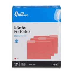 Quill Brand® Interior File Folders, 1/3-Cut, Letter Size, Red, 100/Box (7391RD) -Office Essentials Shop D4F32C31 5876 411C B9DBE8AD90727220 s7