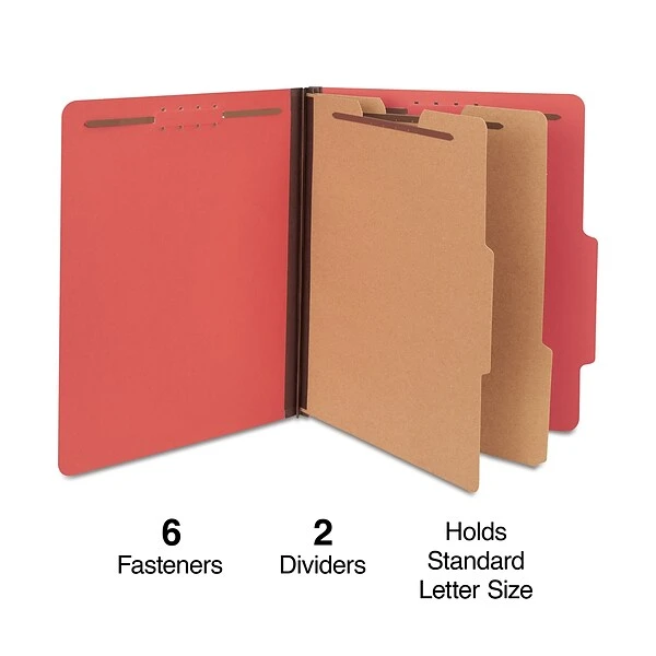 Quill Brand® 2/5-Cut Tab Pressboard Classification File Folders, 2-Partitions, 6-Fasteners, Letter, Brown, 15/Box (738036) 3 Quill Brand® 2/5-Cut Tab Pressboard Classification File Folders, 2-Partitions, 6-Fasteners, Letter, Brown, 15/Box (738036)