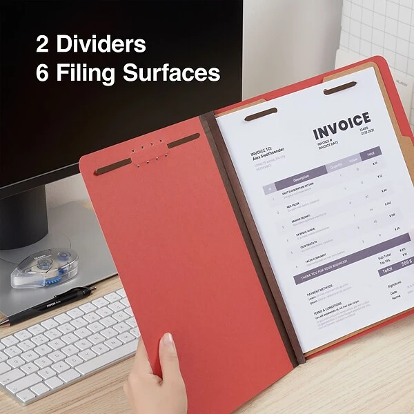 Quill Brand® 2/5-Cut Tab Pressboard Classification File Folders, 2-Partitions, 6-Fasteners, Letter, Brown, 15/Box (738036) 6 Quill Brand® 2/5-Cut Tab Pressboard Classification File Folders, 2-Partitions, 6-Fasteners, Letter, Brown, 15/Box (738036) - Image 4