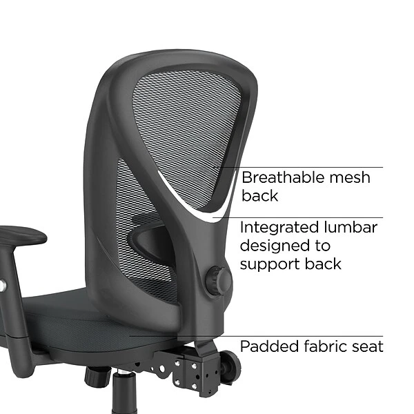 Quill Brand® Carder Mesh Back Fabric Computer And Desk Chair, Black (24115-CC) 3 Quill Brand® Carder Mesh Back Fabric Computer And Desk Chair, Black (24115-CC)