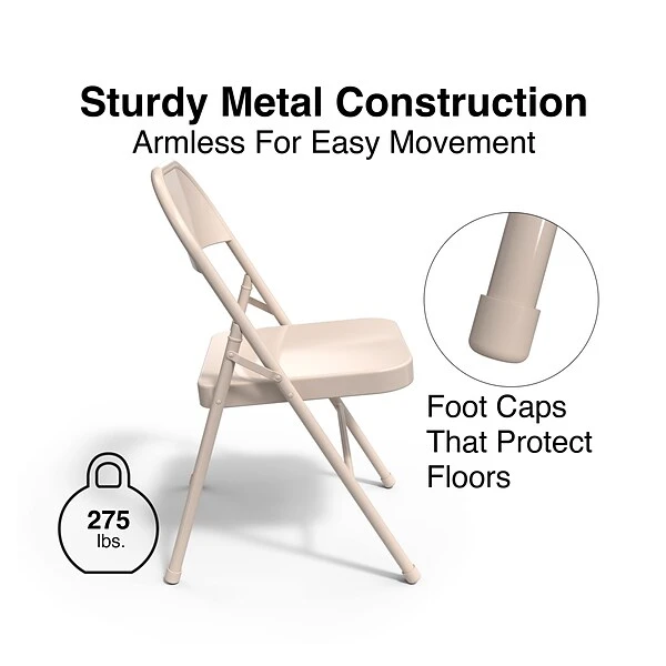 Quill Brand® Metal Folding Chairs, Taupe, 4/Pack (51503) 3 Quill Brand® Metal Folding Chairs, Taupe, 4/Pack (51503)