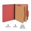 Quill Brand® 2/5-Cut Tab Pressboard Classification File Folders, 2-Partitions, 6-Fasteners, Letter, Red, 15/Box (73803) -Office Essentials Shop E1B9D226 39CC 438E AAE004267E53557D s7