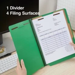 Quill Brand® End-Tab Partition Folders, 1 Partition, 4 Fasteners, Emerald Green, Letter, 15/Box (751034) -Office Essentials Shop E97D24BF CF8B 4F26 AF487296017CDCCA s7