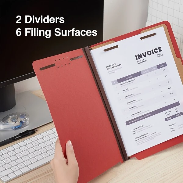 Quill Brand® End-Tab Partition Folders, 2 Partitions, 6 Fasteners, Chestnut Brown, Letter, 15/Box (748036) 6 Quill Brand® End-Tab Partition Folders, 2 Partitions, 6 Fasteners, Chestnut Brown, Letter, 15/Box (748036) - Image 4