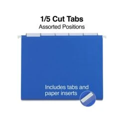 Quill Brand® Hanging File Folders, 1/5-Cut, Letter Size, Blue, 25/Box (7387QBE) -Office Essentials Shop F8E37144 7E35 4A4A ACEFD99EDF2B8978 s7