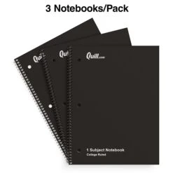 Quill Brand® 1-Subject Notebook, 8" X 10.5", College Ruled, 70 Sheets, Black, 3/Pack (TR58373) -Office Essentials Shop FF219EE3 5287 44A6 BF9996C23F9F639A s7