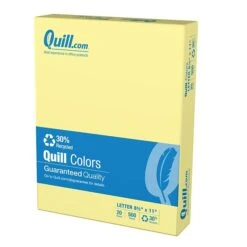 Quill Brand® 30% Recycled 8.5" X 11" Multipurpose Paper, 20 Lbs., Canary Yellow, 500 Sheets/Ream, 10 Reams/Carton (720563CT)