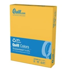Quill Brand® 30% Recycled 8.5" X 11" Multipurpose Paper, 20 Lbs., Goldenrod, 500 Sheets/Ream, 10 Reams/Carton (720565CT)