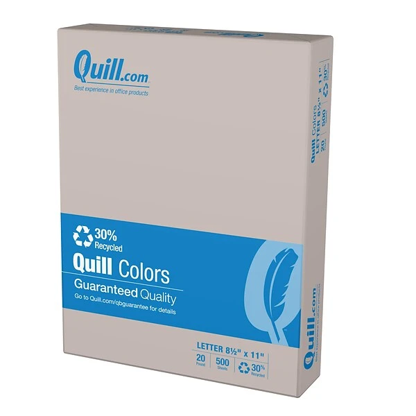 Quill Brand® 30% Recycled Colored Multipurpose Paper, 20 Lbs., 8.5" X 11", Gray, 500 Sheets/Ream, 10 Reams/Carton (720571CT) 3 Quill Brand® 30% Recycled Colored Multipurpose Paper, 20 Lbs., 8.5" X 11", Gray, 500 Sheets/Ream, 10 Reams/Carton (720571CT)