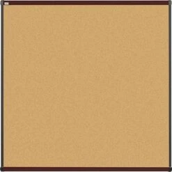 Quill Brand® Durable Cork Bulletin Board, Mahogany Finish Frame, 4'W X 4'H