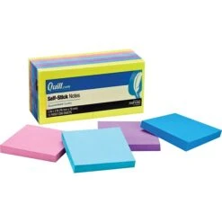 Quill Brand® Self-Stick Notes, 3" X 3", Mega Colors, 100 Sheets/Pad, 12 Pads/Pack (733F12UC)