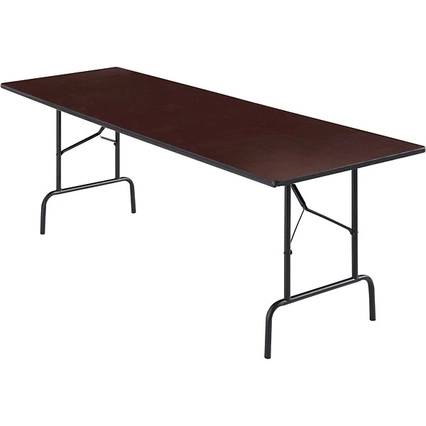 Quill Brand® Folding Table, 96"L X 30"W, Walnut (27097/51257) 3 Quill Brand® Folding Table, 96"L X 30"W, Walnut (27097/51257)
