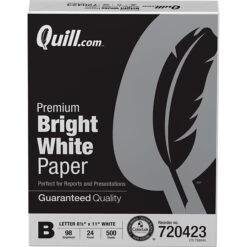Quill Brand® 8.5" X 11" Laser & Inkjet Print Paper, 24 Lbs., 98 Brightness, 500 Sheets/Ream, 10 Reams/Carton (720423CT)