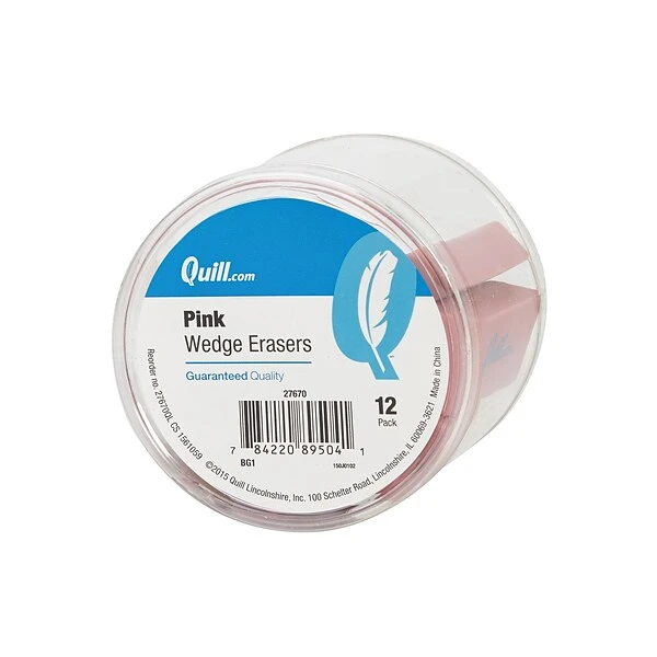 Quill Brand® Pink Wedge Erasers, Pink, 12/Pack (27670) 3 Quill Brand® Pink Wedge Erasers, Pink, 12/Pack (27670)