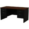 Quill Brand® Modular Double Pedestal Desk, Black/Walnut, 30"x60" -Office Essentials Shop s1009231 s7