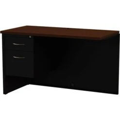 Quill Brand® Modular Desk Left Return, Black/Walnut, 24"Wx48"D
