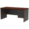 Quill Brand® Modular Right Single Pedestal Desk, Charcoal/Mahogany, 30"Dx66"W -Office Essentials Shop s1012908 s7