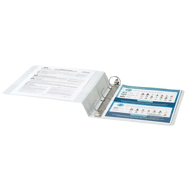Quill Brand® Standard 1-1/2" 3 Ring View Binder, White (72215WE) 4 Quill Brand® Standard 1-1/2" 3 Ring View Binder, White (72215WE) - Image 2