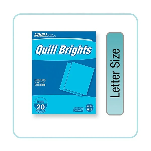 Quill Brand® Brights Multipurpose Colored Paper, 20 Lbs., 8.5" X 11", Blue, 500 Sheets/Ream (722321) 3 Quill Brand® Brights Multipurpose Colored Paper, 20 Lbs., 8.5" X 11", Blue, 500 Sheets/Ream (722321)