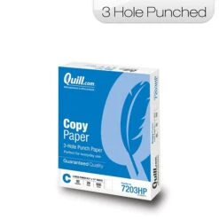 Quill Brand® 8.5" X 11" 3 Hole Punch Copy Paper, 20 Lbs., 92 Brightness, 500 Sheets/Ream (7203HP)