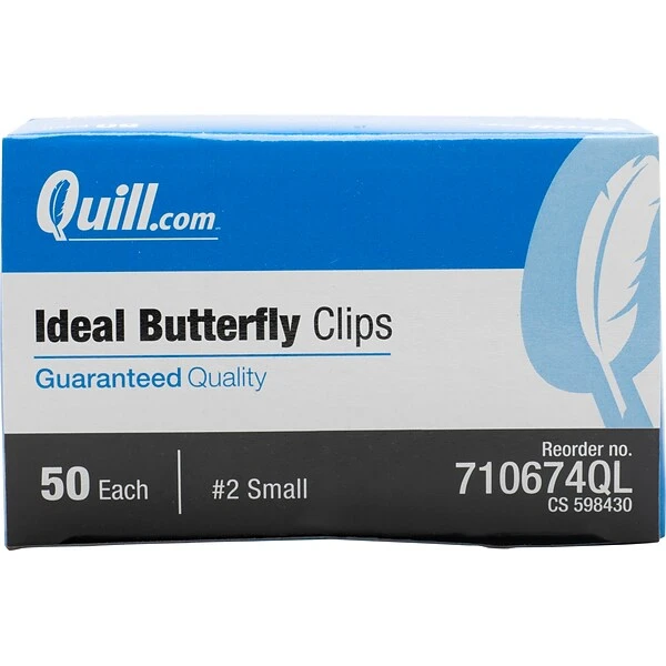 Quill Brand® Ideal #2 Small Butterfly Clips, Silver, 50/Box (10674QL) 3 Quill Brand® Ideal #2 Small Butterfly Clips, Silver, 50/Box (10674QL)