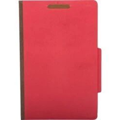 Quill Brand® 2/5-Cut Tab Pressboard Classification File Folders, 2-Partitions, 6-Fasteners, Legal, Red, 15/Box (739030) -Office Essentials Shop s1192299 s7