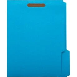 Quill Brand® Standard 3-Tab Colored File Folders, 2-Fasteners, Letter, Assorted Tabs, Blue, 50/Bx (7354BE)