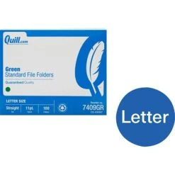 Quill Brand® File Folders, Straight-Cut, Letter Size, Green, 100/Box (7409BGR)