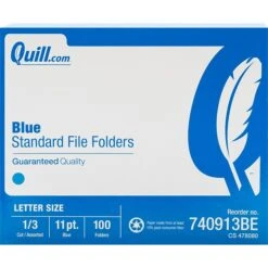 Quill Brand® File Folders, Assorted Tabs, 1/3-Cut, Letter Size, Blue, 100/Box (740913BE) -Office Essentials Shop s1194104 s7