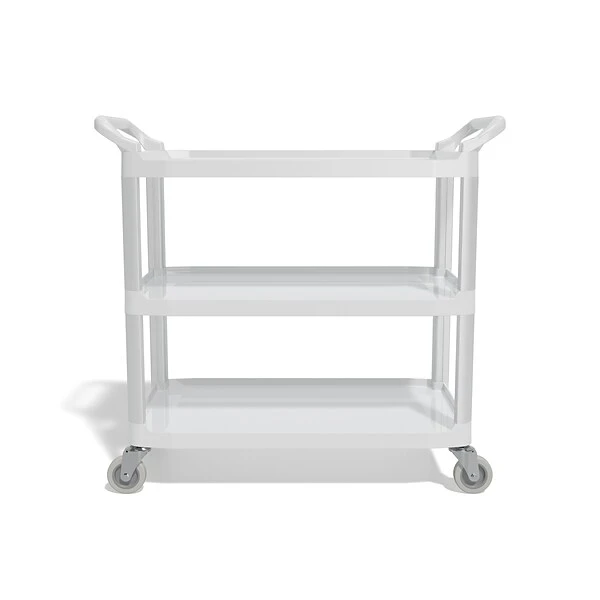 Quill Brand® 3-Shelf Plastic/Poly Utility Cart, Gray (17861) 3 Quill Brand® 3-Shelf Plastic/Poly Utility Cart, Gray (17861)