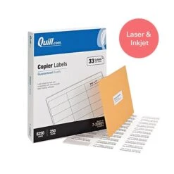 Quill Brand® Laser/Inkjet Copier Labels, 1" X 2-3/4", White, 8,250 Labels (720401)