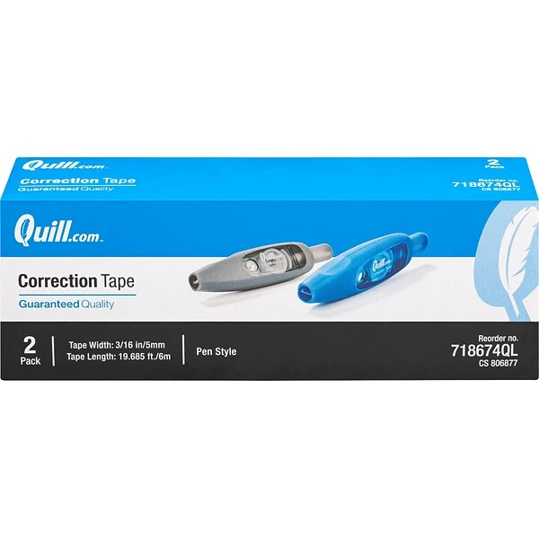 Quill Brand®White Out Pen Style Correction Tape, 2/Pk (52040-QL) 3 Quill Brand®White Out Pen Style Correction Tape, 2/Pk (52040-QL)