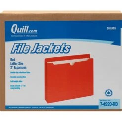 Quill Brand® Reinforced File Jacket, 2" Expansion, Letter Size, Red, 50/Box (74920RD)