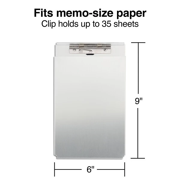 Quill Brand® Aluminum Clipboard, Memo, Silver, 10" X 6-1/4" X 1-1/8", 1/Pk 3 Quill Brand® Aluminum Clipboard, Memo, Silver, 10" X 6-1/4" X 1-1/8", 1/Pk