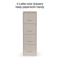 Quill Brand® 4-Drawer Vertical File Cabinet, Locking, Letter, Putty/Beige, 18"D (52147)
