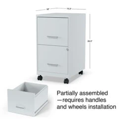 Quill Brand® 2-Drawer Light Duty Vertical File Cabinet, Locking, Letter, Gray, 18" (24363) -Office Essentials Shop s1212911 s7