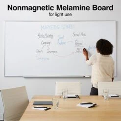 Quill Brand® Standard Durable Melamine Dry-Erase Whiteboard, Aluminum Frame, 8'W X 4'H (28346-CC) -Office Essentials Shop s1219436 s7