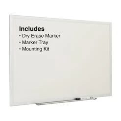 Quill Brand® Standard Durable Melamine Dry-Erase Whiteboard, Aluminum Frame, 3' X 2' (28339-CC)