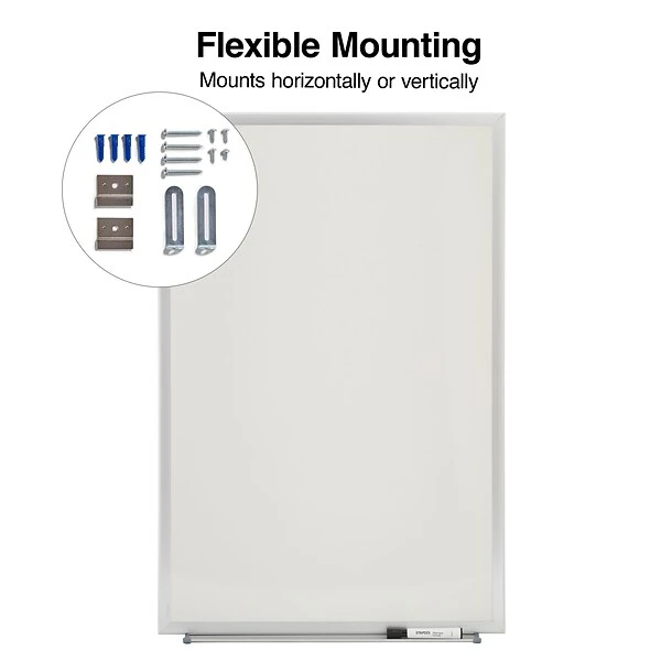 Quill Brand® Standard Durable Melamine Dry-Erase Whiteboard, Aluminum Frame, 3' X 2' (28339-CC) 5 Quill Brand® Standard Durable Melamine Dry-Erase Whiteboard, Aluminum Frame, 3' X 2' (28339-CC) - Image 3