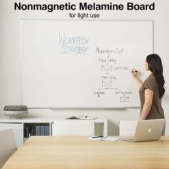 Quill Brand® Standard Durable Melamine Dry-Erase Whiteboard, Aluminum Frame, 6'W X 4'H (28325-CC) -Office Essentials Shop s1219478 s7