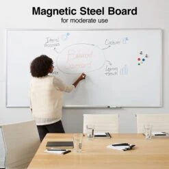 Quill Brand® Standard Durable Magnetic Steel Whiteboard, Aluminum Finish Frame, 8'W X 4'H (52476/28696) -Office Essentials Shop s1219570 s7