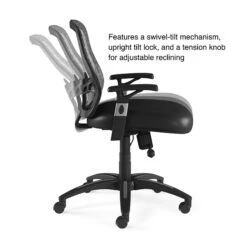 Quill Brand® Corvair Mesh Back Luxura Faux Leather Computer And Desk Chair, Black (23097) -Office Essentials Shop s1220695 s7