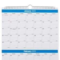 2023 Quill Brand® 27" X 12" Vertical Wall Calendar, Blue (5216623QCC)
