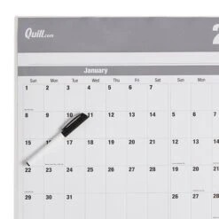 2023 Quill Brand® 32" X 48" Monthly Dry Erase Wall Calendar W/Marker, Reversible, Gray (5216723QCC) -Office Essentials Shop s1225499 s7