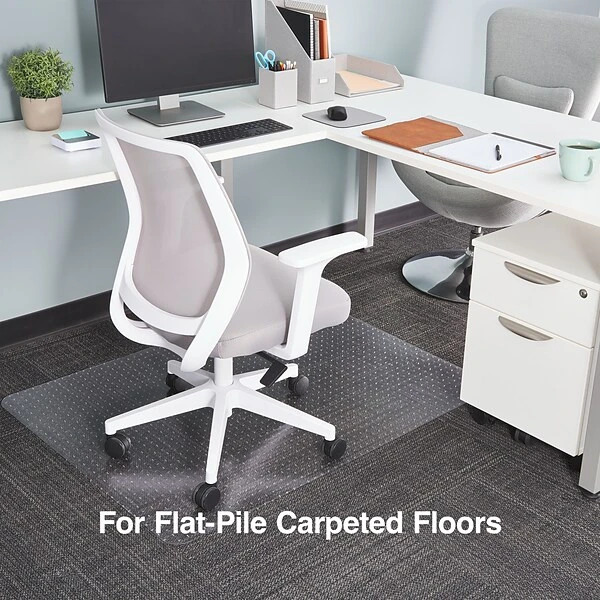 Quill® Brand PVC Chairmat, For Flat Pile Carpets, No Lip, Rectangular, 36" X 48" 3 Quill® Brand PVC Chairmat, For Flat Pile Carpets, No Lip, Rectangular, 36" X 48"