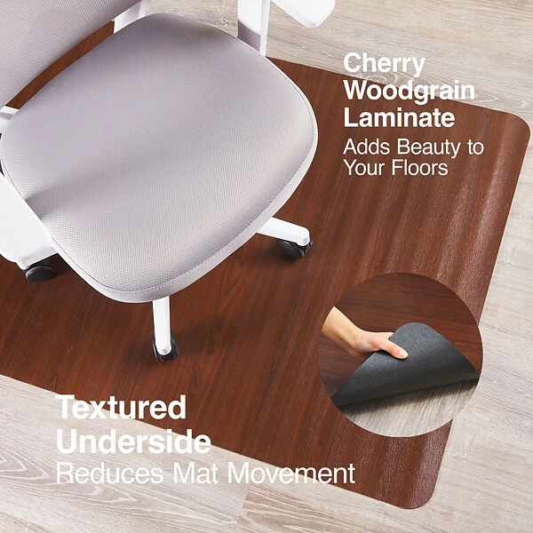 Quill Brand® Cherry Laminate Chairmat, For Hard Floors, No Lip, Rectangular, 36" X 48" 4 Quill Brand® Cherry Laminate Chairmat, For Hard Floors, No Lip, Rectangular, 36" X 48" - Image 2