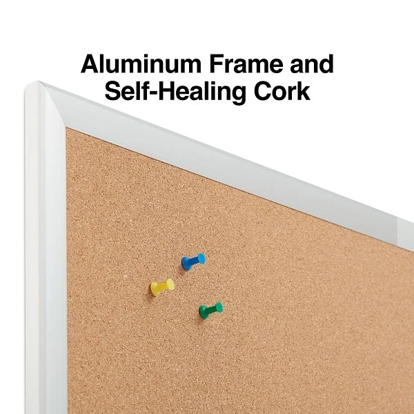 Quill Brand® Standard Durable Cork Bulletin Board, Aluminum Frame, 5'W X 3'H (28316-CC) 3 Quill Brand® Standard Durable Cork Bulletin Board, Aluminum Frame, 5'W X 3'H (28316-CC)